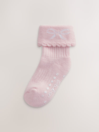 Baker by Ted Baker 3 Pack Baby Gripper Pink Socks image 4