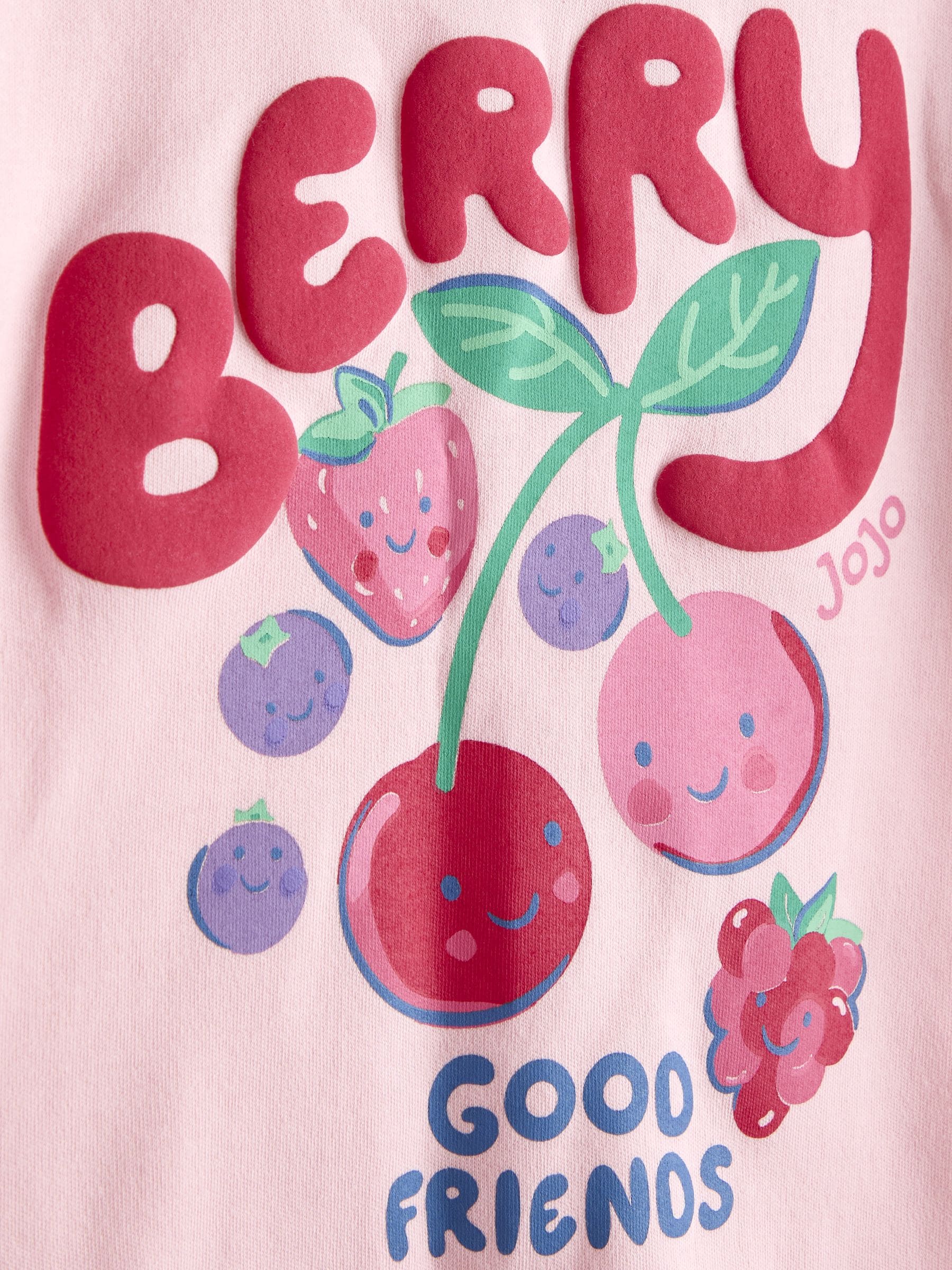JoJo Maman Bébé Pink Berry Friends T-Shirt & Gingham Short Set image 6