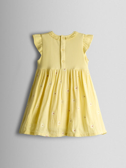 JoJo Maman Bébé Yellow Floral Embroidered Cheesecloth Combo Dress image 2
