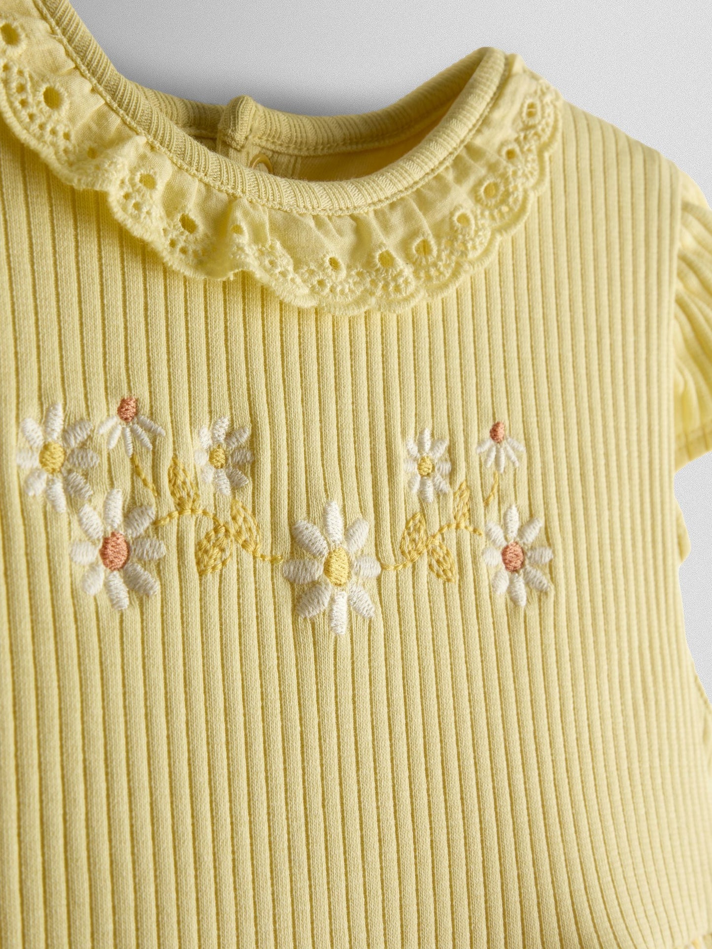 JoJo Maman Bébé Yellow Floral Embroidered Cheesecloth Combo Dress image 3