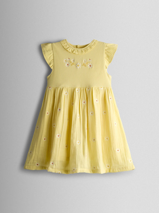 Dsiney Kidz - JoJo Maman Bébé Yellow Floral Embroidered Cheesecloth Combo Dress image 1