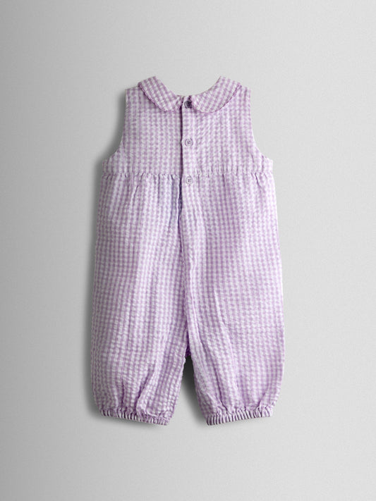 JoJo Maman Bébé Lilac Purple Strawberry Embroidered Collar Dungaree image 2