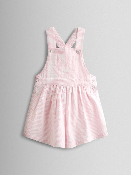 JoJo Maman Bébé Pink Stripe Seersucker Culotte Dungarees image 1
