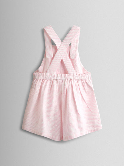JoJo Maman Bébé Pink Stripe Seersucker Culotte Dungarees image 2