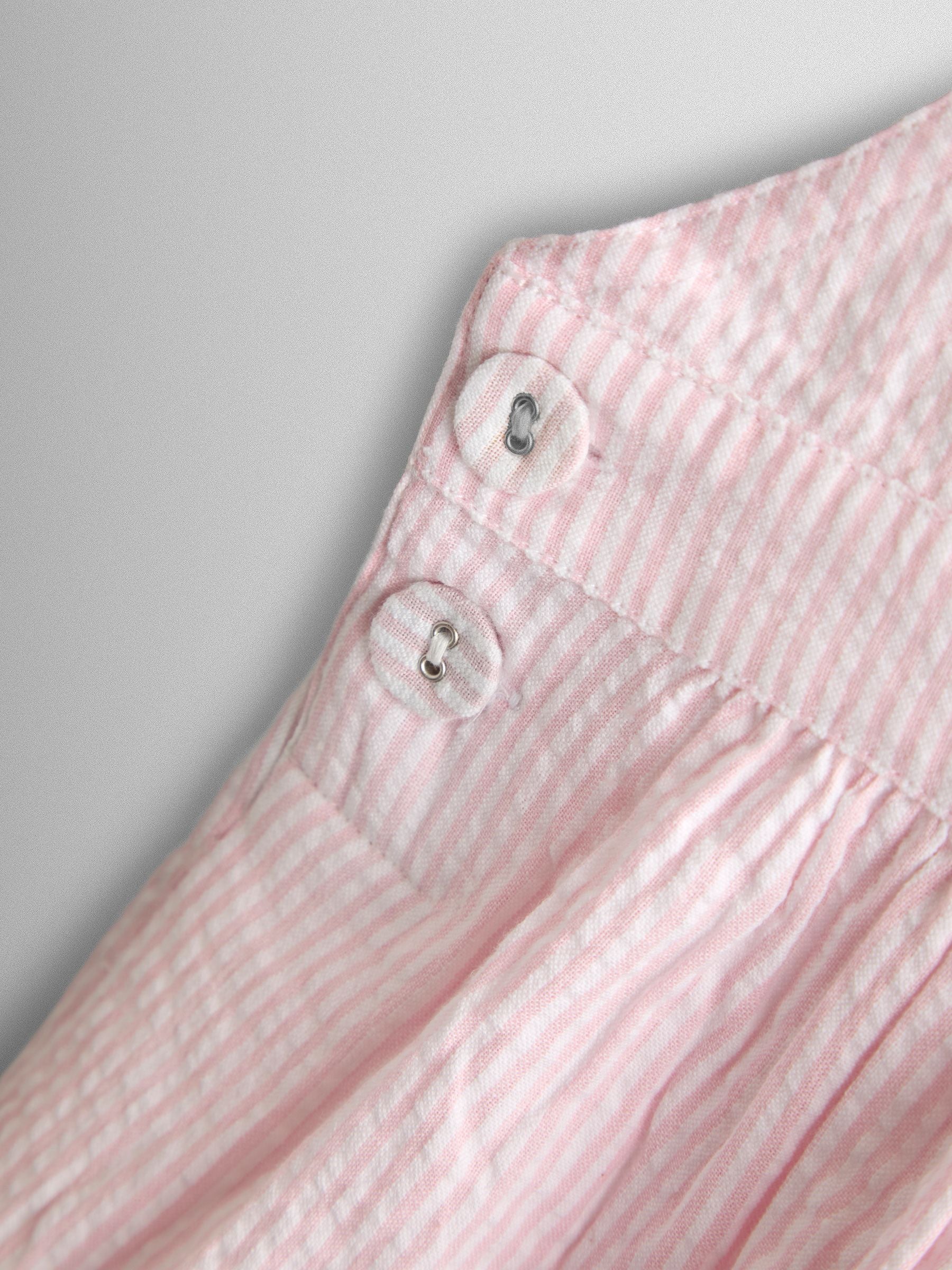 JoJo Maman Bébé Pink Stripe Seersucker Culotte Dungarees image 4