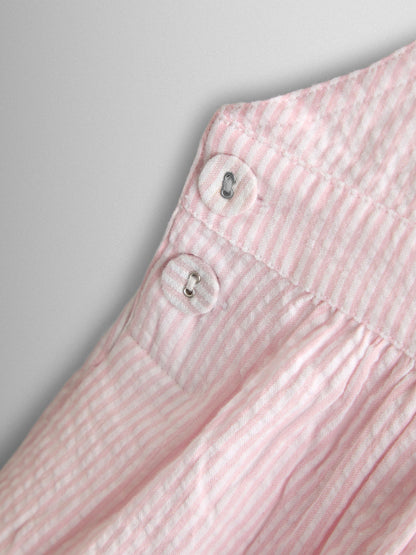 JoJo Maman Bébé Pink Stripe Seersucker Culotte Dungarees image 4