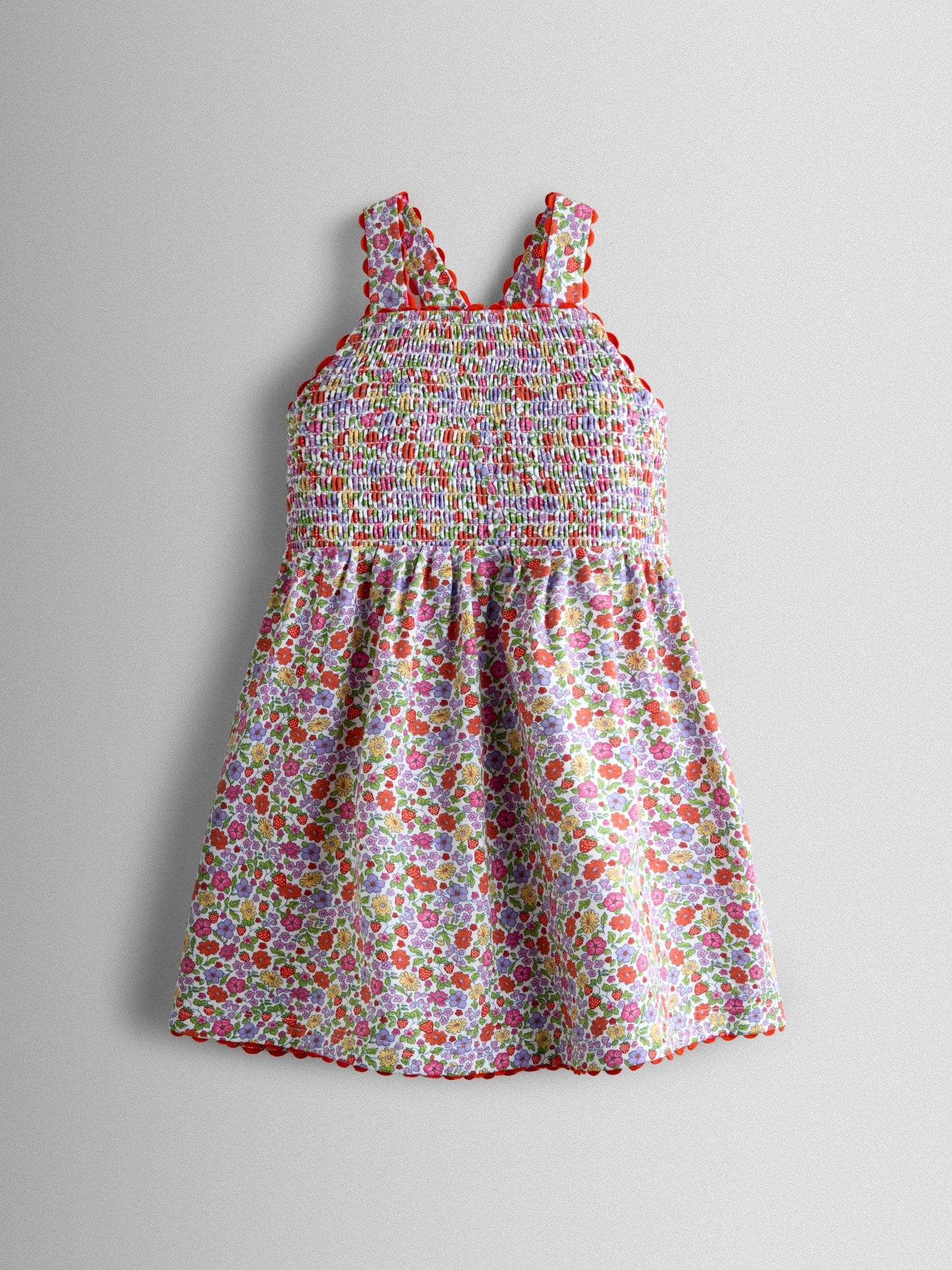 JoJo Maman Bébé Pink Strawberry Smocked Strappy Dress image 2