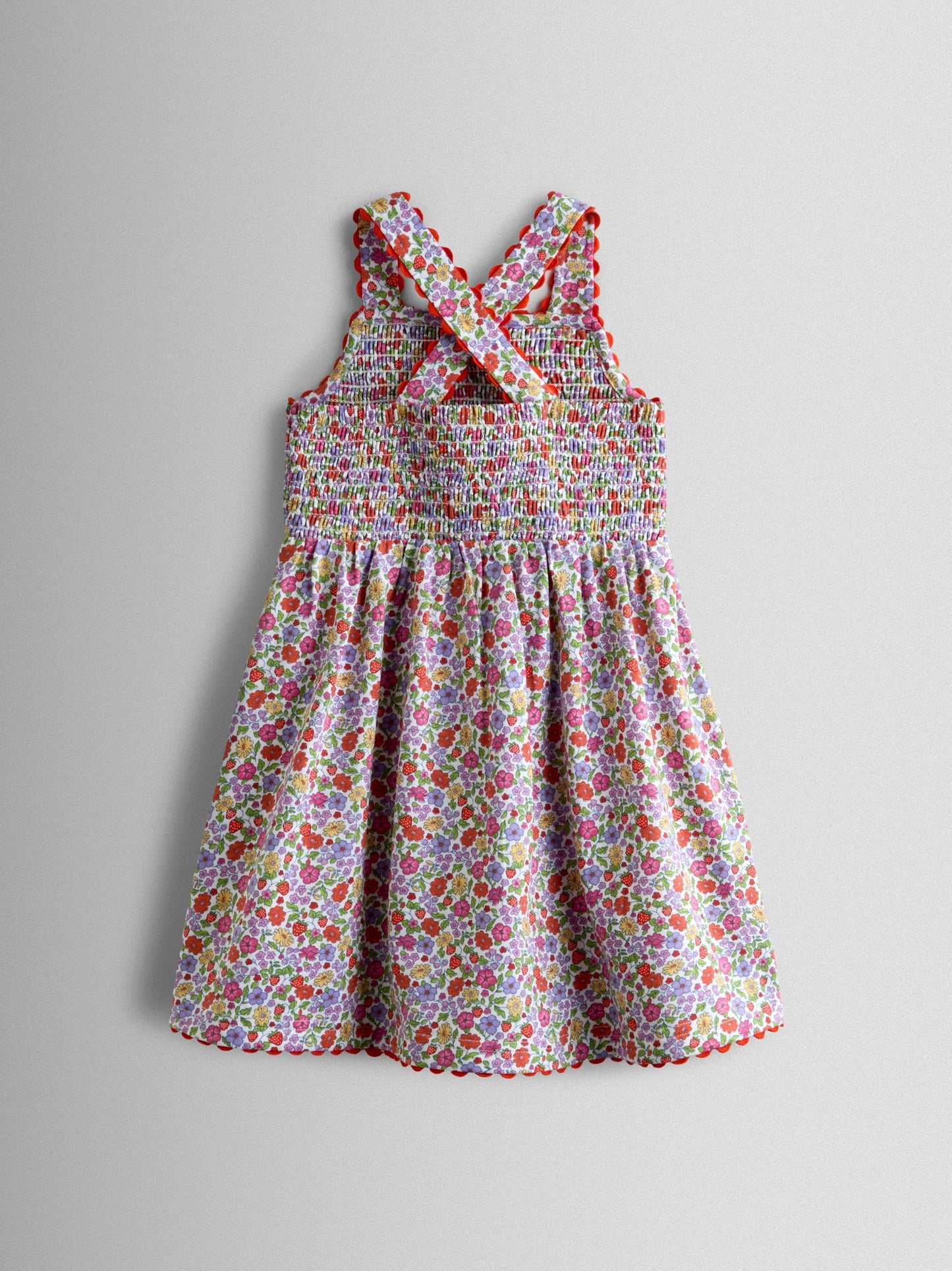 JoJo Maman Bébé Pink Strawberry Smocked Strappy Dress image 3