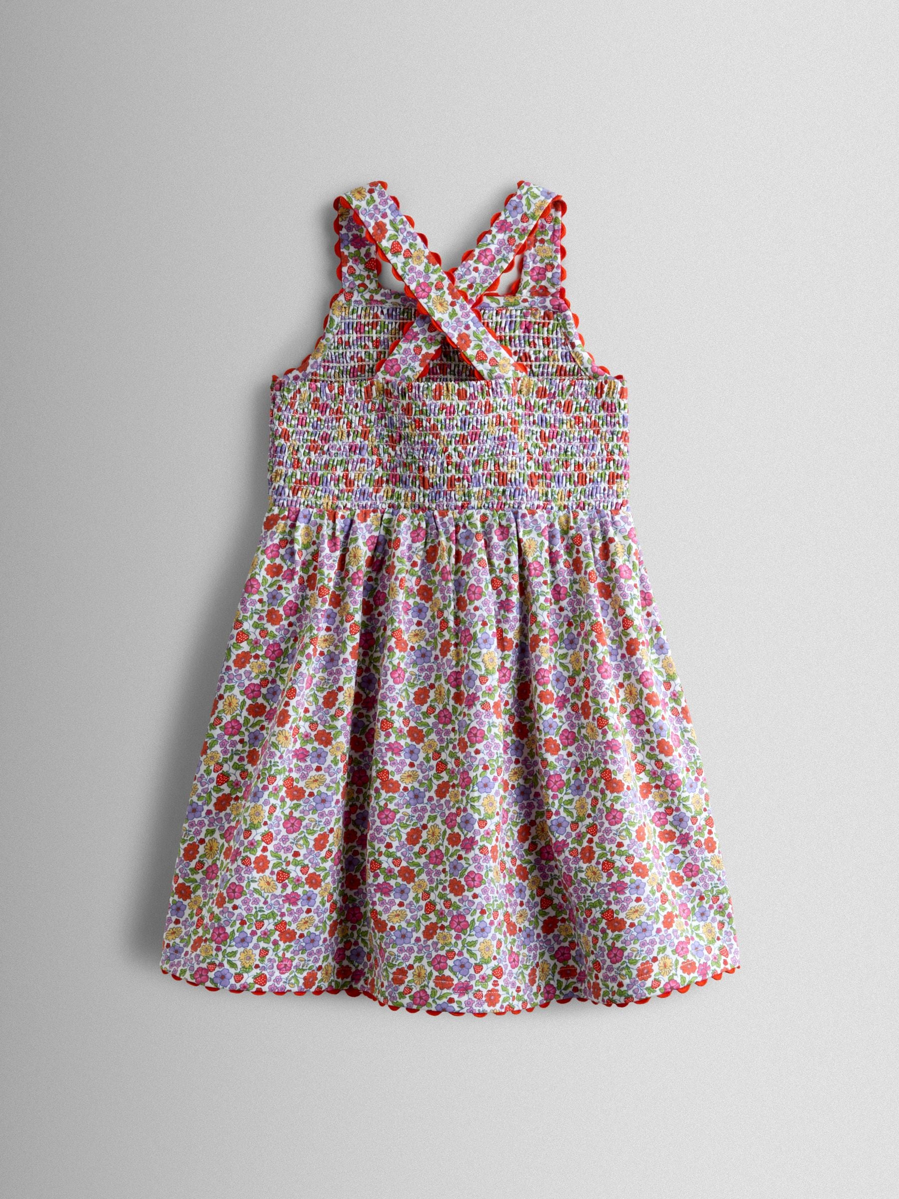 JoJo Maman Bébé Pink Strawberry Smocked Strappy Dress image 3