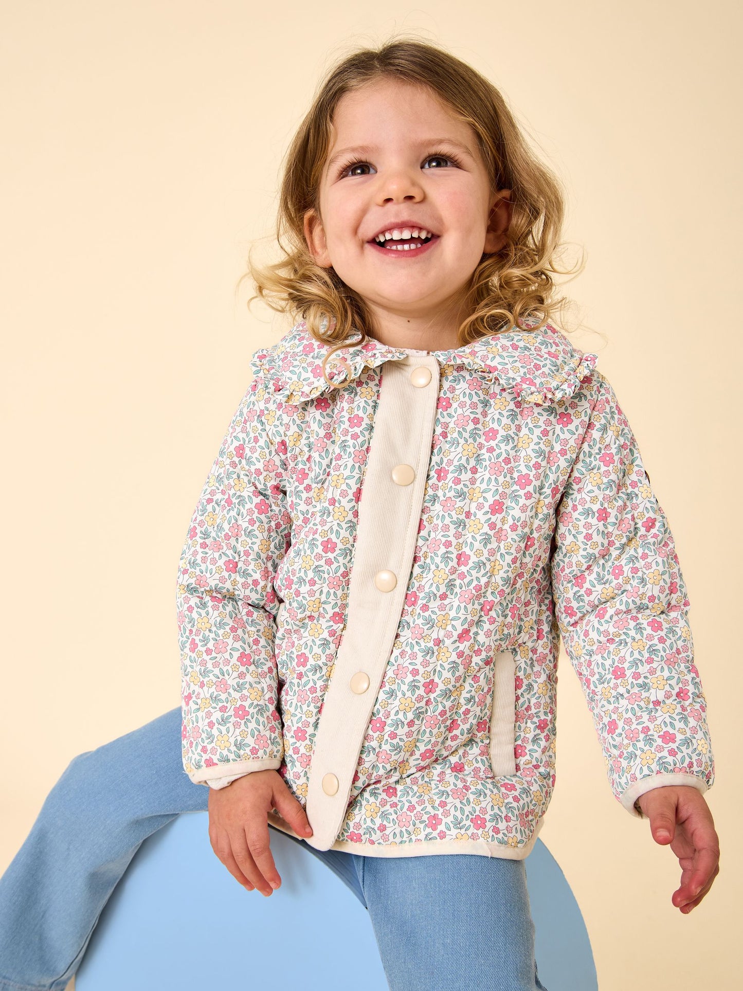 Dsiney Kidz - JoJo Maman Bébé Cream Ditsy Floral Quilted Jacket image 1