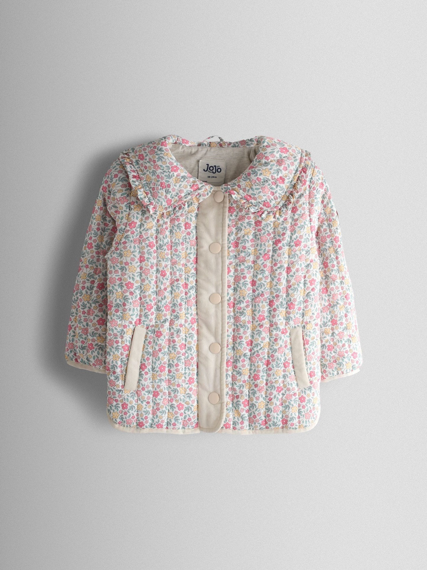 Dsiney Kidz - JoJo Maman Bébé Cream Ditsy Floral Quilted Jacket image 2