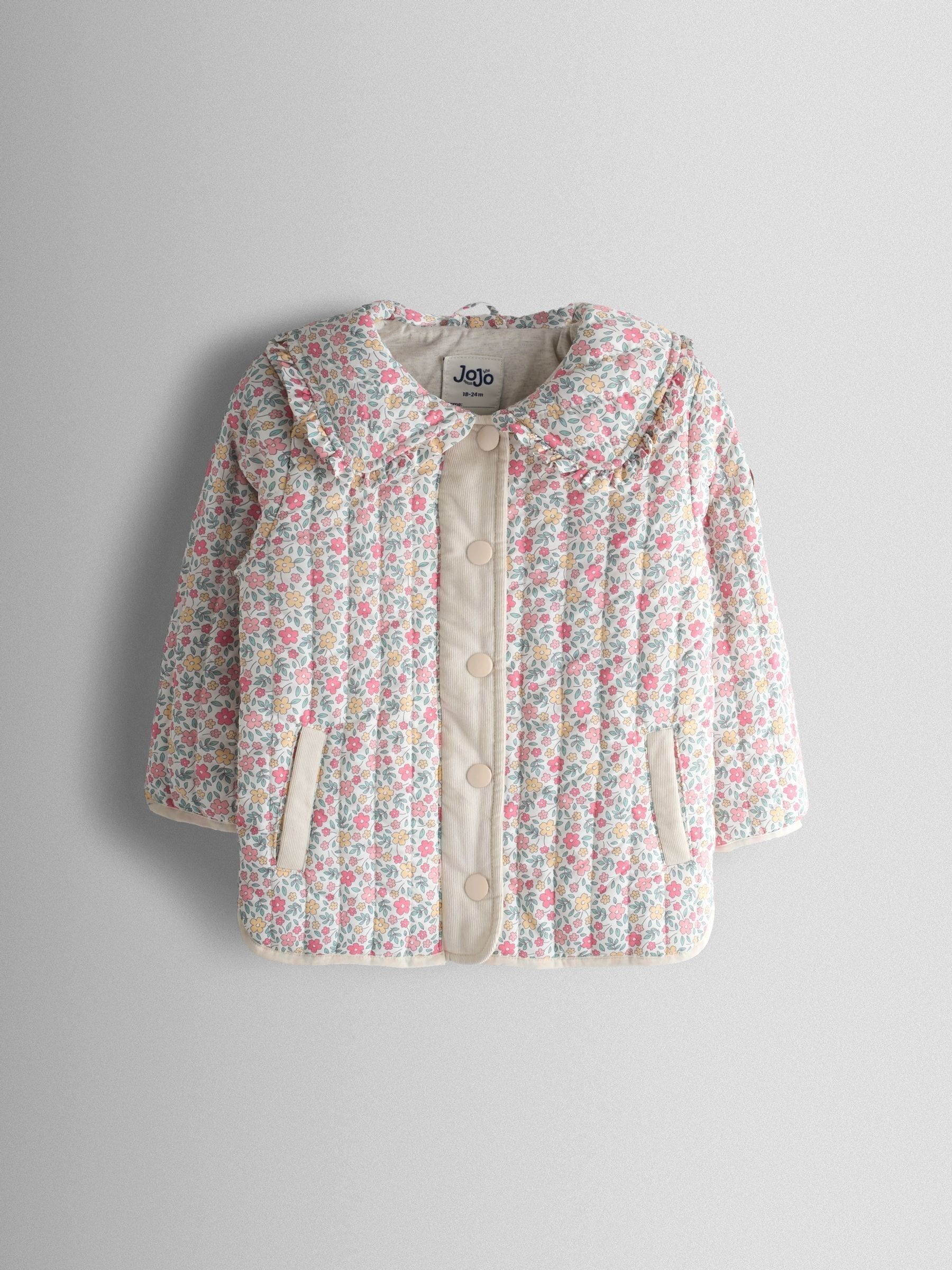 Dsiney Kidz - JoJo Maman Bébé Cream Ditsy Floral Quilted Jacket image 2