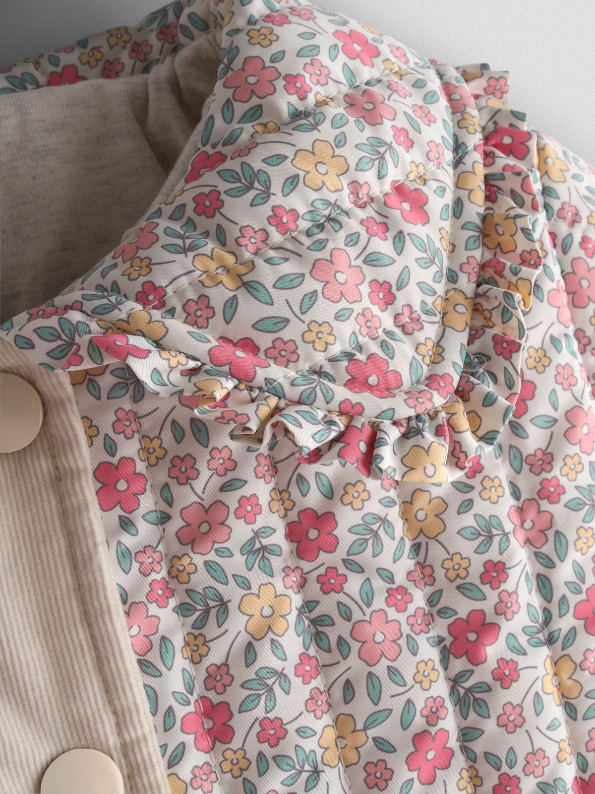 Dsiney Kidz - JoJo Maman Bébé Cream Ditsy Floral Quilted Jacket image 4