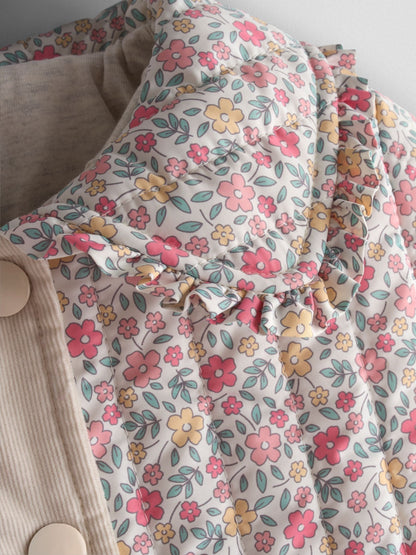 Dsiney Kidz - JoJo Maman Bébé Cream Ditsy Floral Quilted Jacket image 4