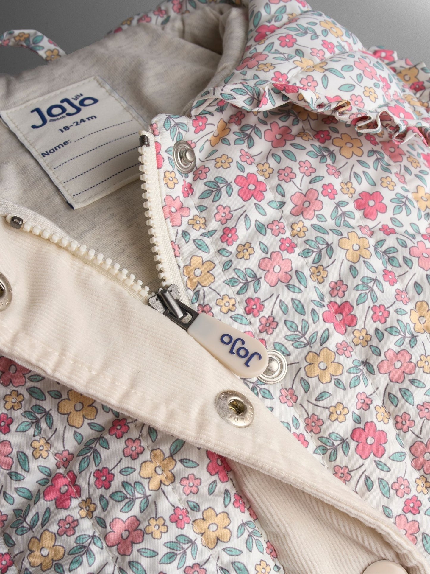 Dsiney Kidz - JoJo Maman Bébé Cream Ditsy Floral Quilted Jacket image 6