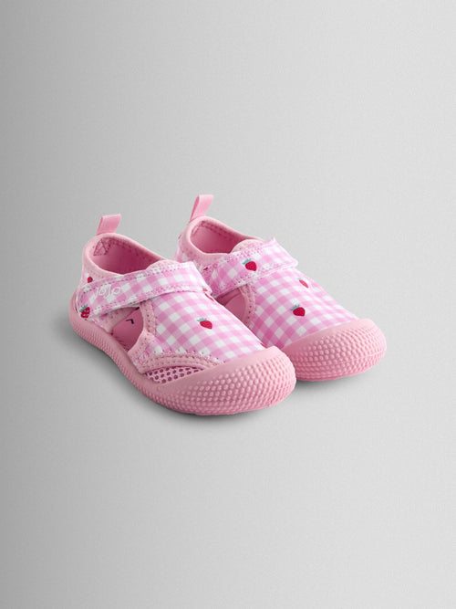JoJo Maman Bébé Pink Strawberry Gingham Water Shoes image 1
