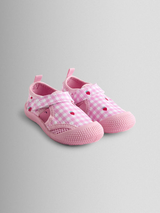 JoJo Maman Bébé Pink Strawberry Gingham Water Shoes image 1