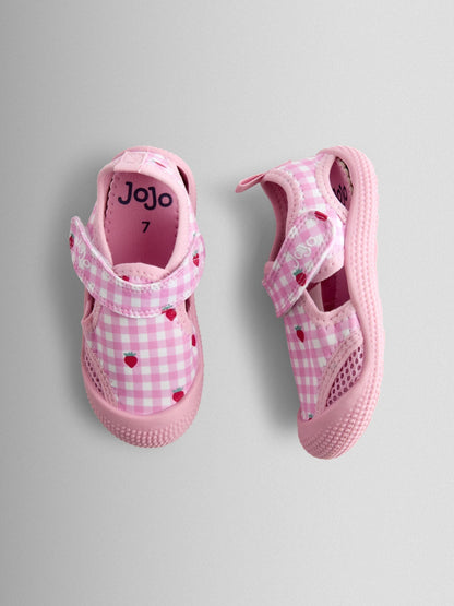 JoJo Maman Bébé Pink Strawberry Gingham Water Shoes image 3