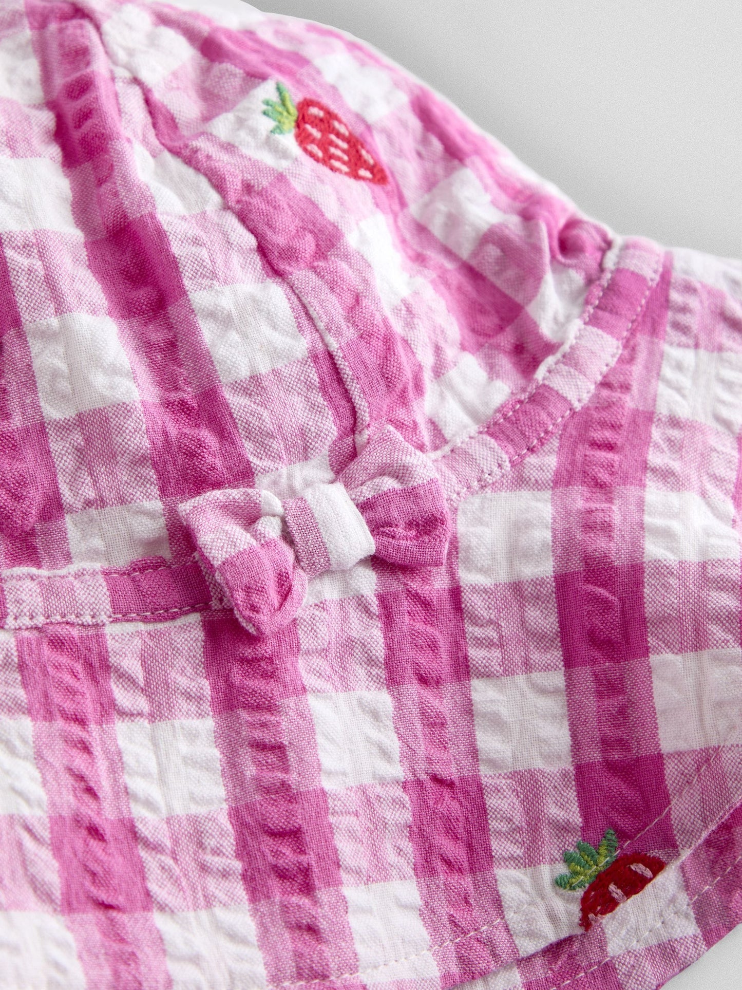 JoJo Maman Bébé Pink Strawberry Check Floppy Sun Hat image 3