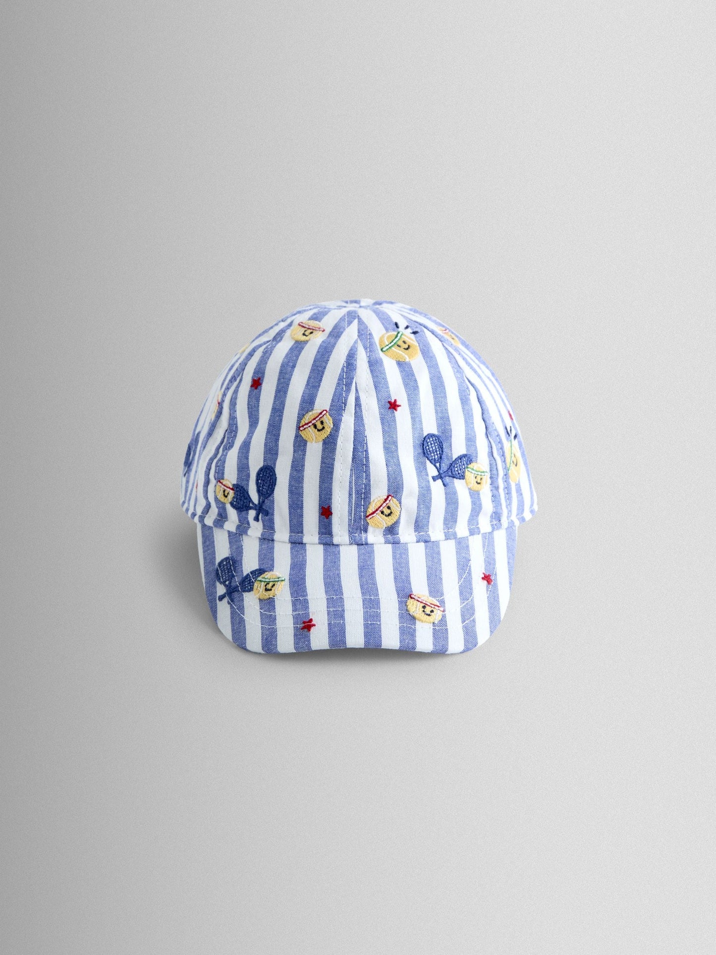 JoJo Maman Bébé Tennis Blue Stripe Embroidered Cap image 1