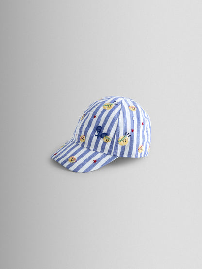 JoJo Maman Bébé Tennis Blue Stripe Embroidered Cap image 2
