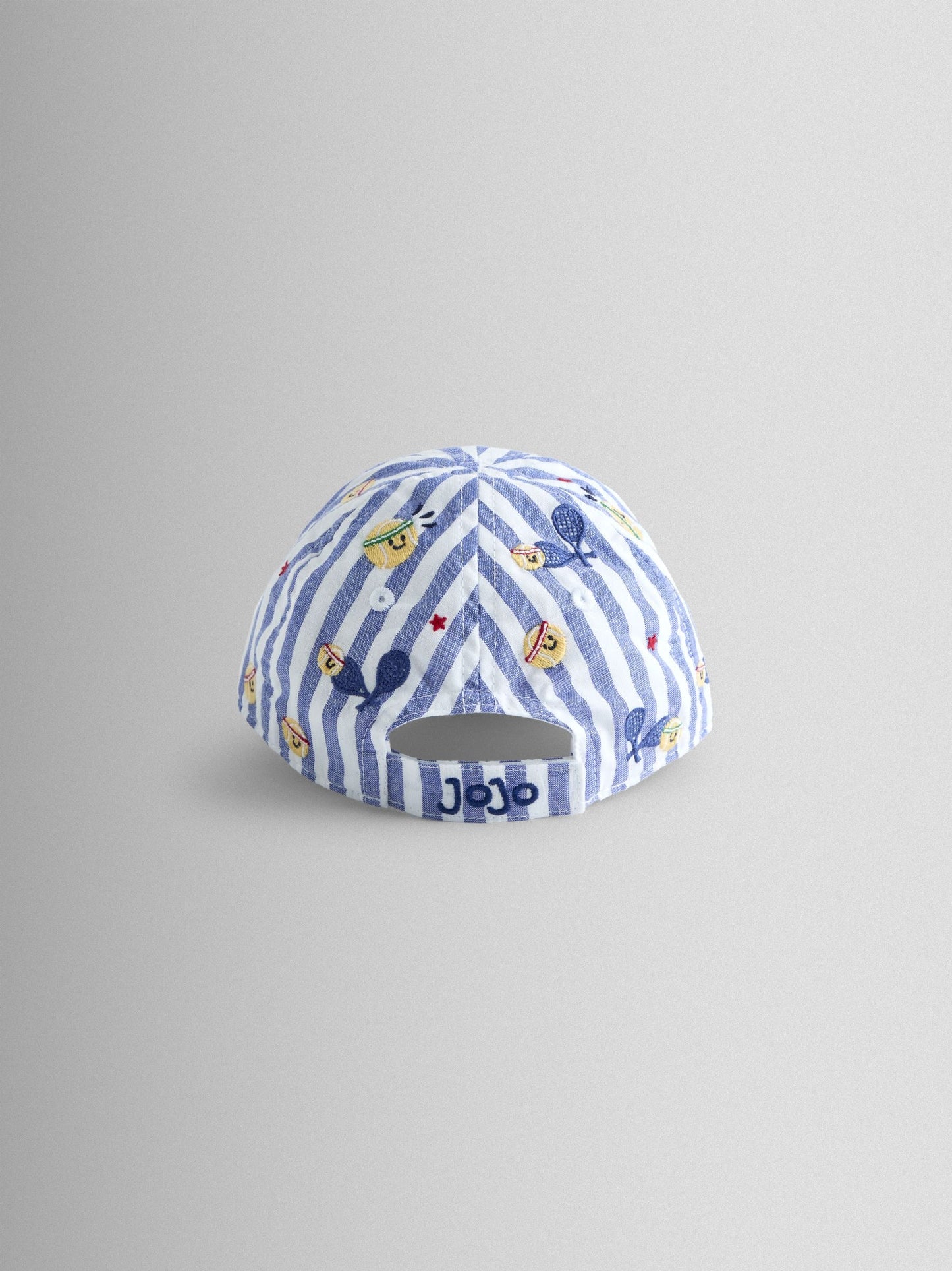 JoJo Maman Bébé Tennis Blue Stripe Embroidered Cap image 3