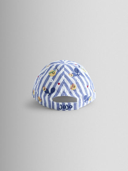 JoJo Maman Bébé Tennis Blue Stripe Embroidered Cap image 3