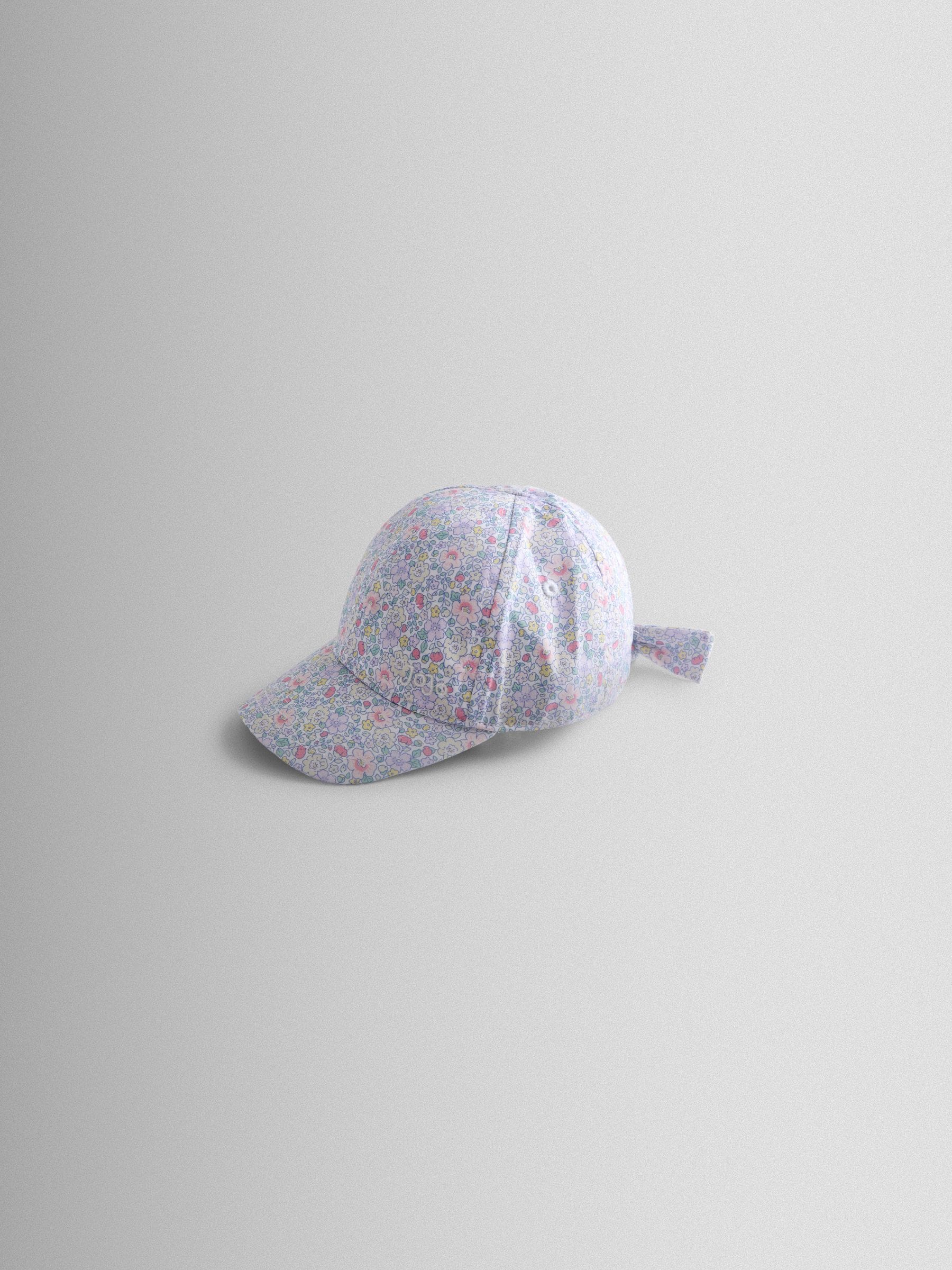 JoJo Maman Bébé Lilac Floral Cap With Bow image 2