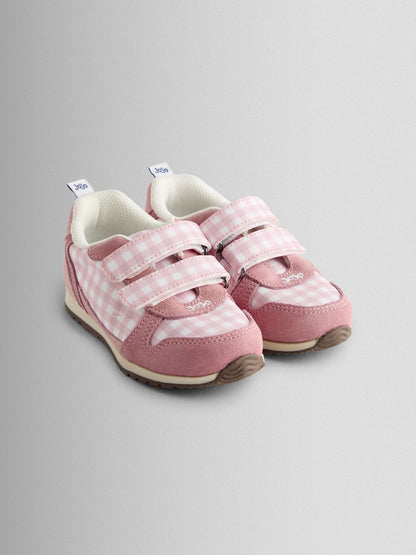 JoJo Maman Bébé Pink Gingham Riptape Trainer image 1