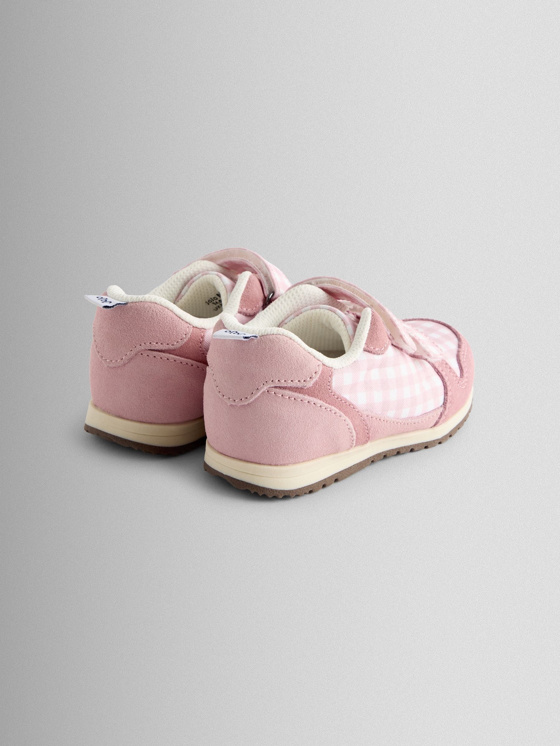 JoJo Maman Bébé Pink Gingham Riptape Trainer image 2
