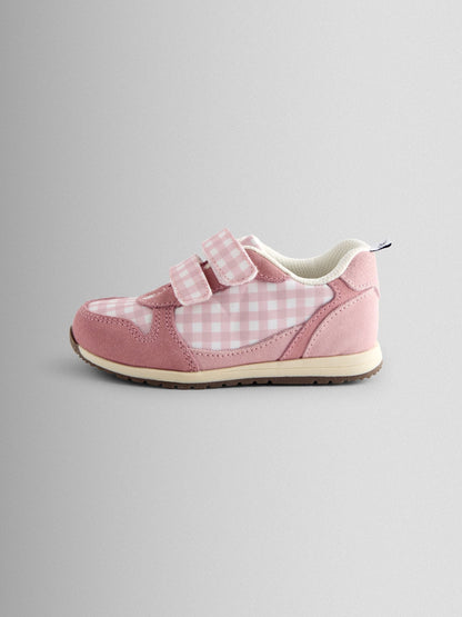 JoJo Maman Bébé Pink Gingham Riptape Trainer image 3