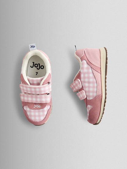 JoJo Maman Bébé Pink Gingham Riptape Trainer image 4