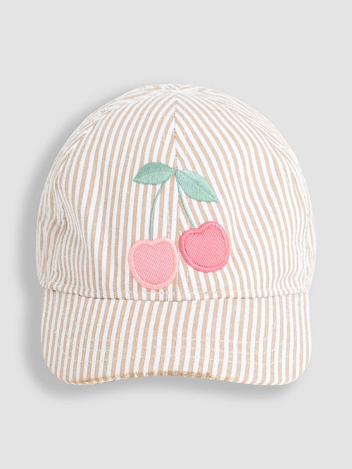 JoJo Maman Bébé Natural Cherry Embroidered Cap image 1