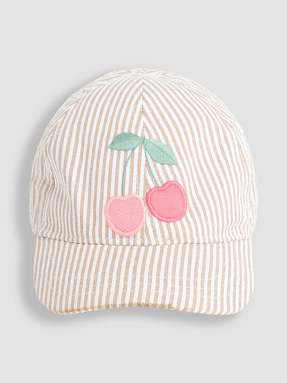 JoJo Maman Bébé Natural Cherry Embroidered Cap image 1