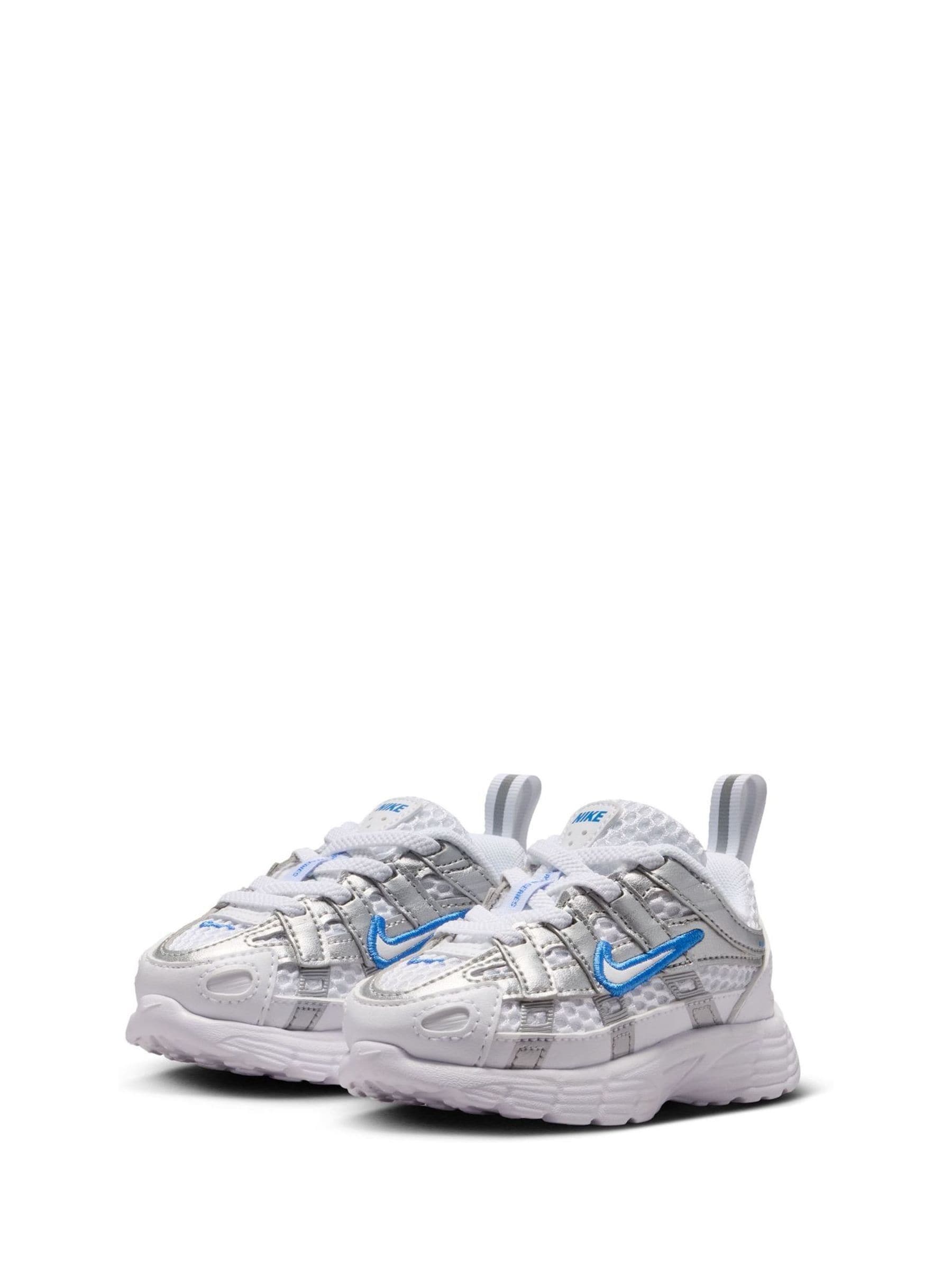 Nike White/Silver Blue Infant P-6000 Trainers image 2
