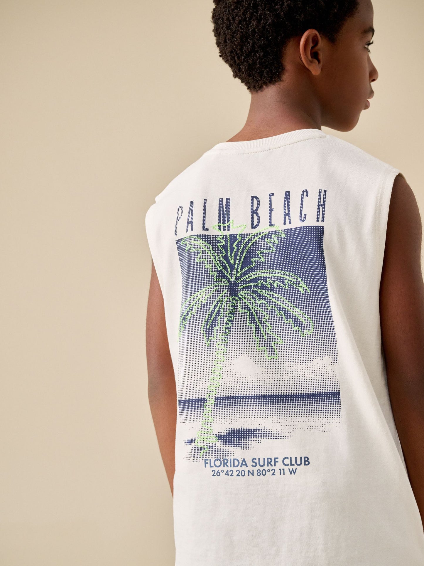 Dsiney Kidz - Ecru Palm Embroidery Tank Vest (3-16yrs) image 1