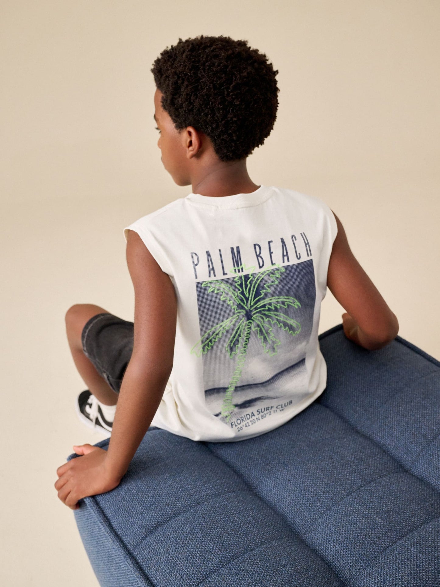 Dsiney Kidz - Ecru Palm Embroidery Tank Vest (3-16yrs) image 3