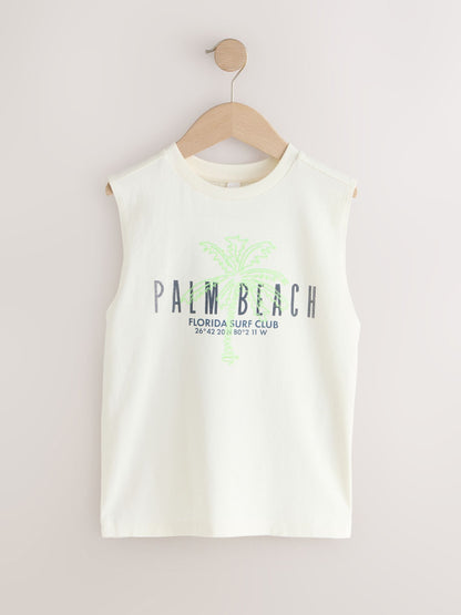Dsiney Kidz - Ecru Palm Embroidery Tank Vest (3-16yrs) image 5