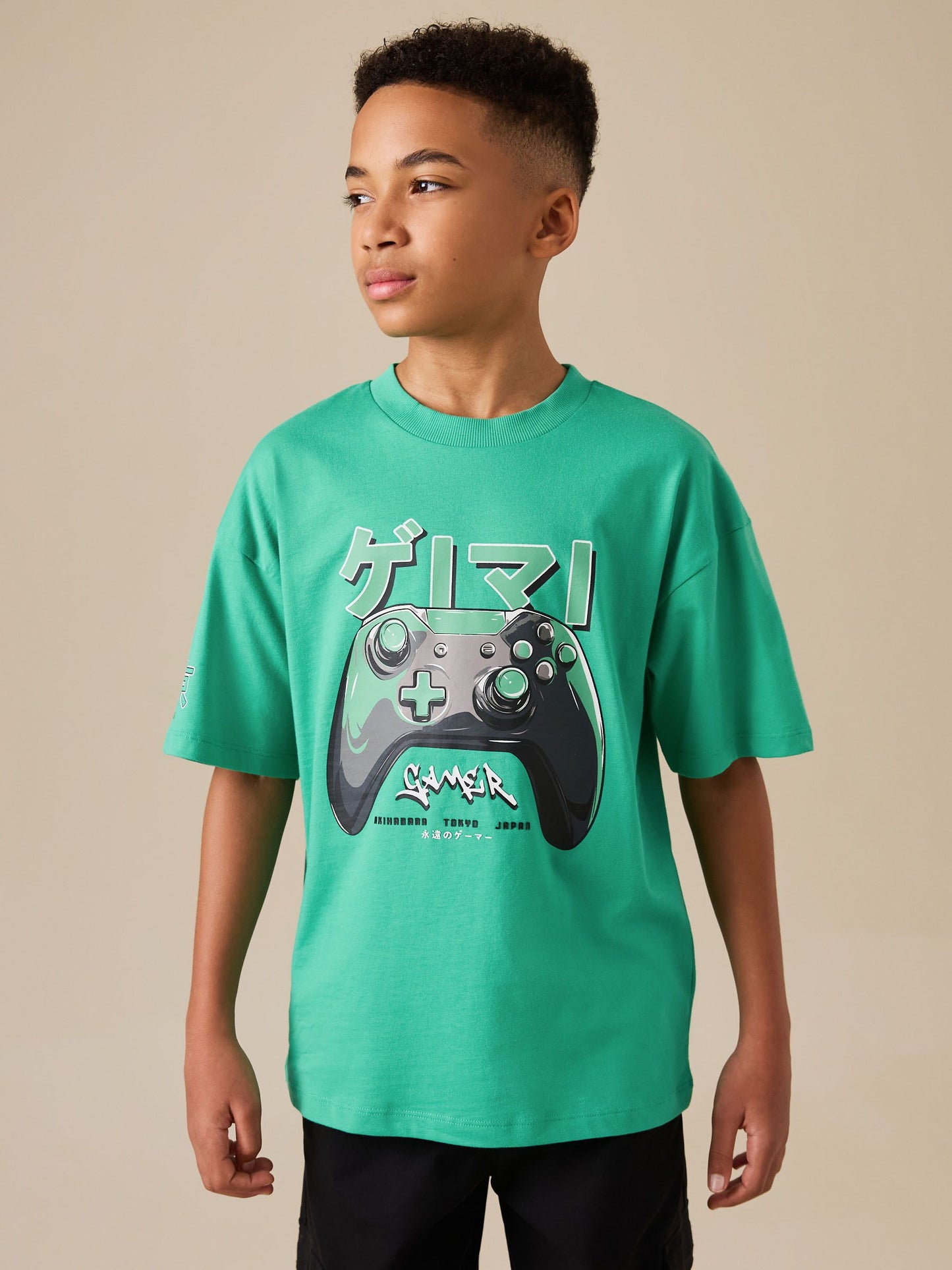 Dsiney Kidz - Green Controller Back Print Short Sleeve Graphic T-Shirt (3-16yrs) image 1