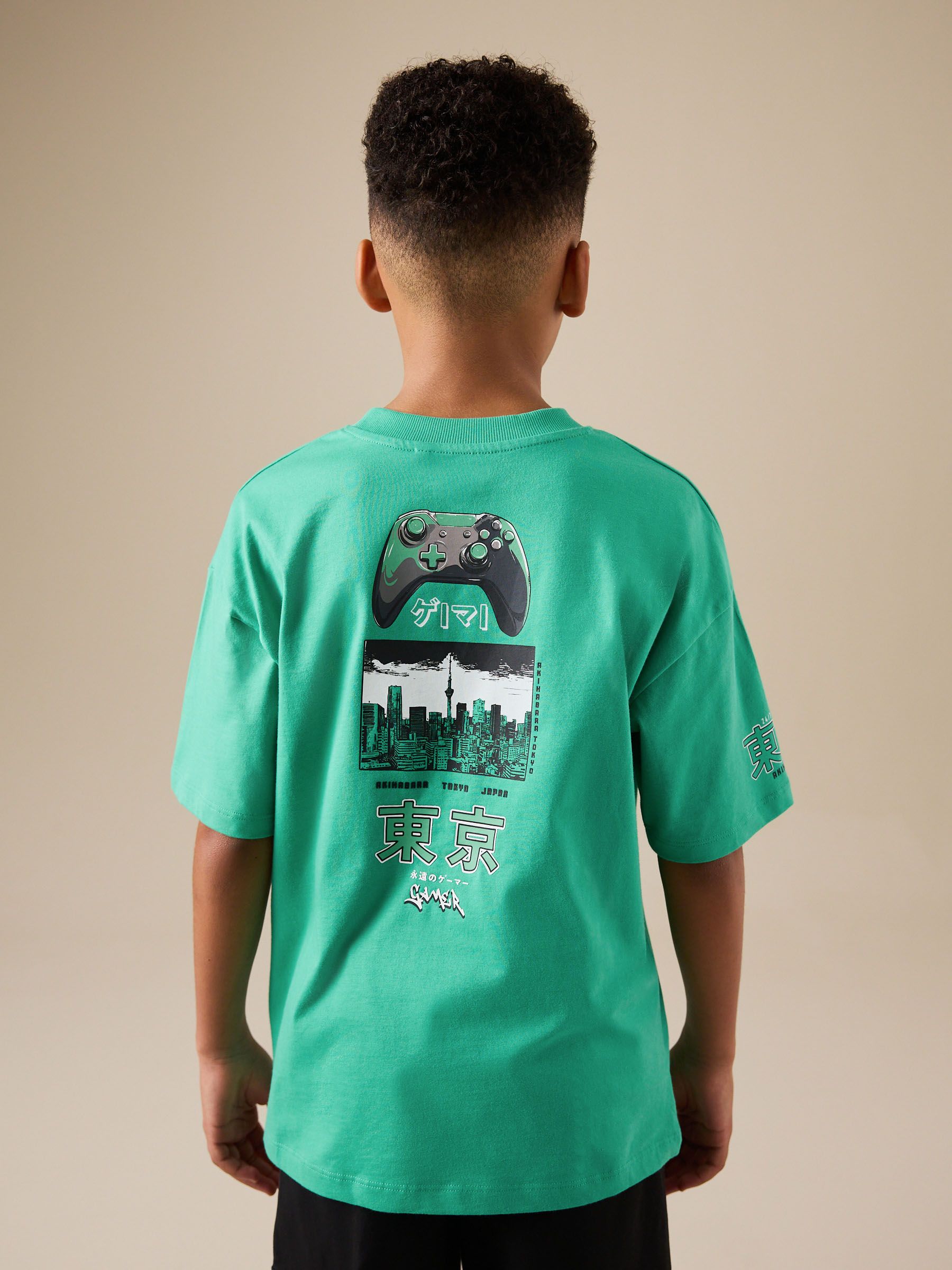 Dsiney Kidz - Green Controller Back Print Short Sleeve Graphic T-Shirt (3-16yrs) image 2