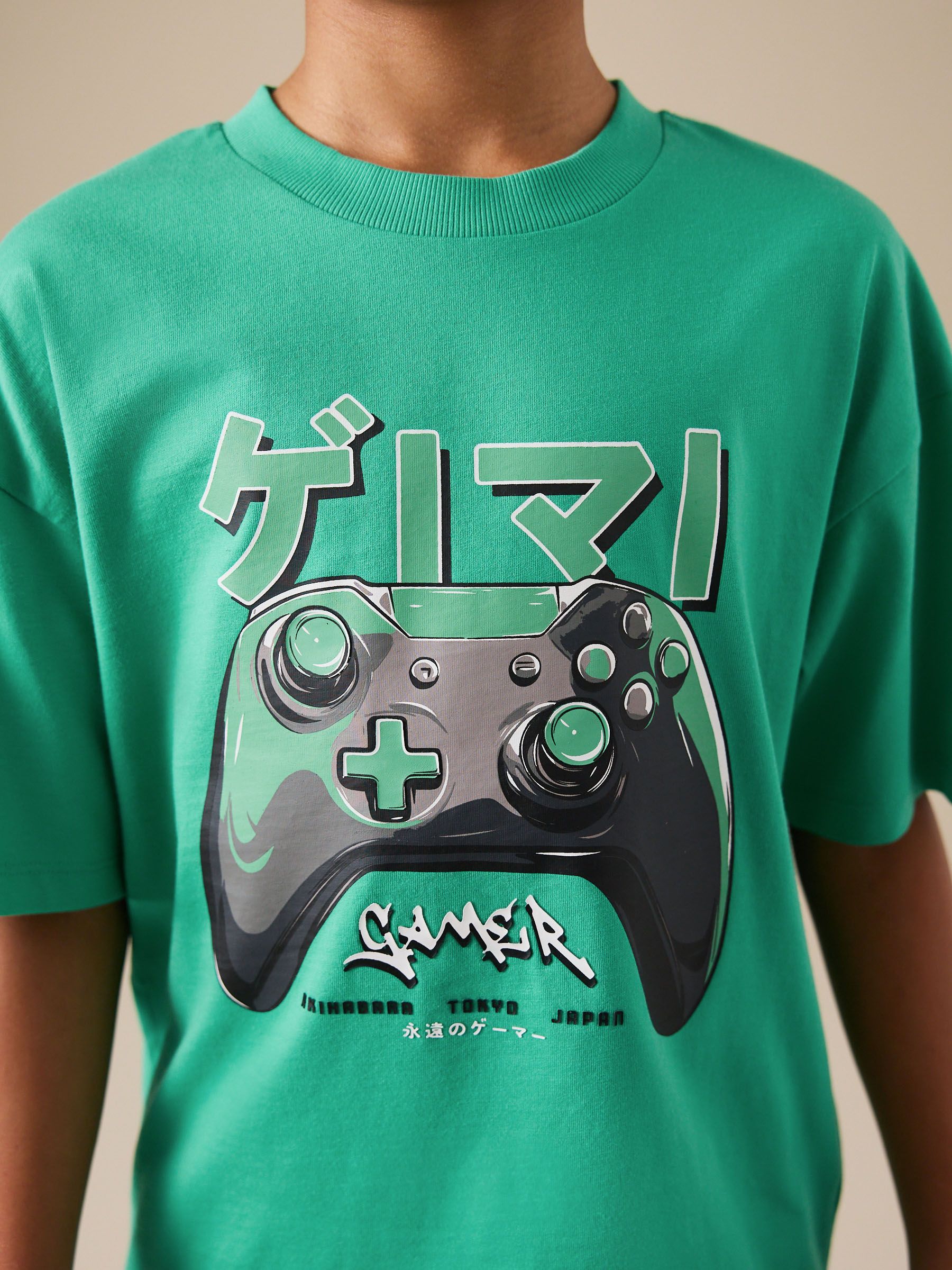 Dsiney Kidz - Green Controller Back Print Short Sleeve Graphic T-Shirt (3-16yrs) image 3