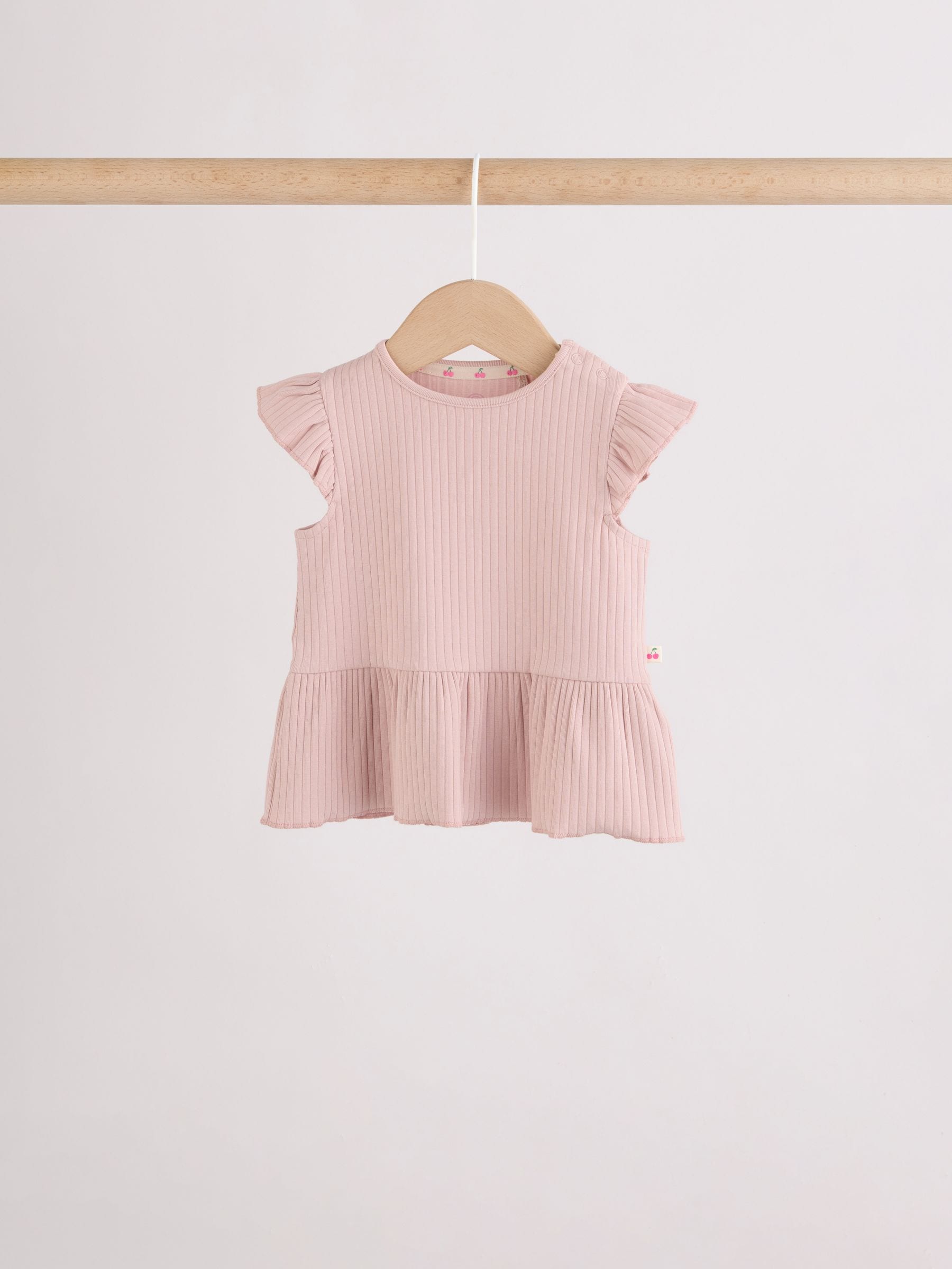 Pink Baby Short Sleeve Peplum T-Shirts 4 Pack (0mths-2yrs) image 3
