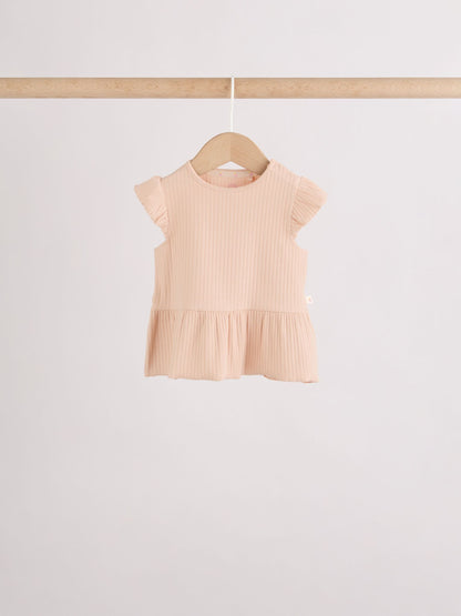 Pink Baby Short Sleeve Peplum T-Shirts 4 Pack (0mths-2yrs) image 6