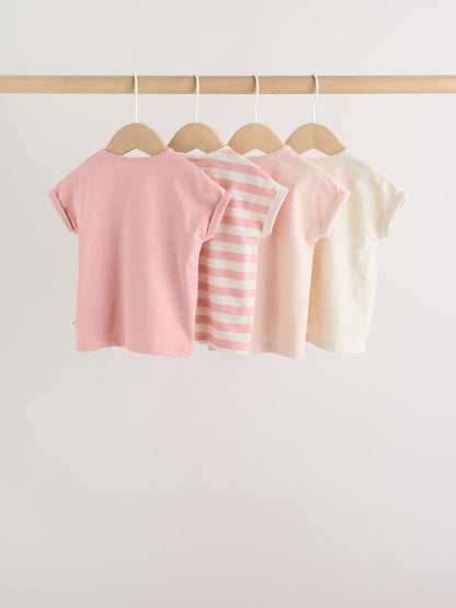Pink Slogan Baby Short Sleeve T-Shirts 4 Pack (0mths-2yrs) image 2