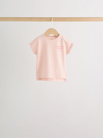 Pink Slogan Baby Short Sleeve T-Shirts 4 Pack (0mths-2yrs) image 3
