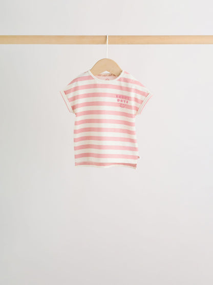 Pink Slogan Baby Short Sleeve T-Shirts 4 Pack (0mths-2yrs) image 4