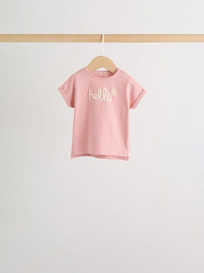 Pink Slogan Baby Short Sleeve T-Shirts 4 Pack (0mths-2yrs) image 5