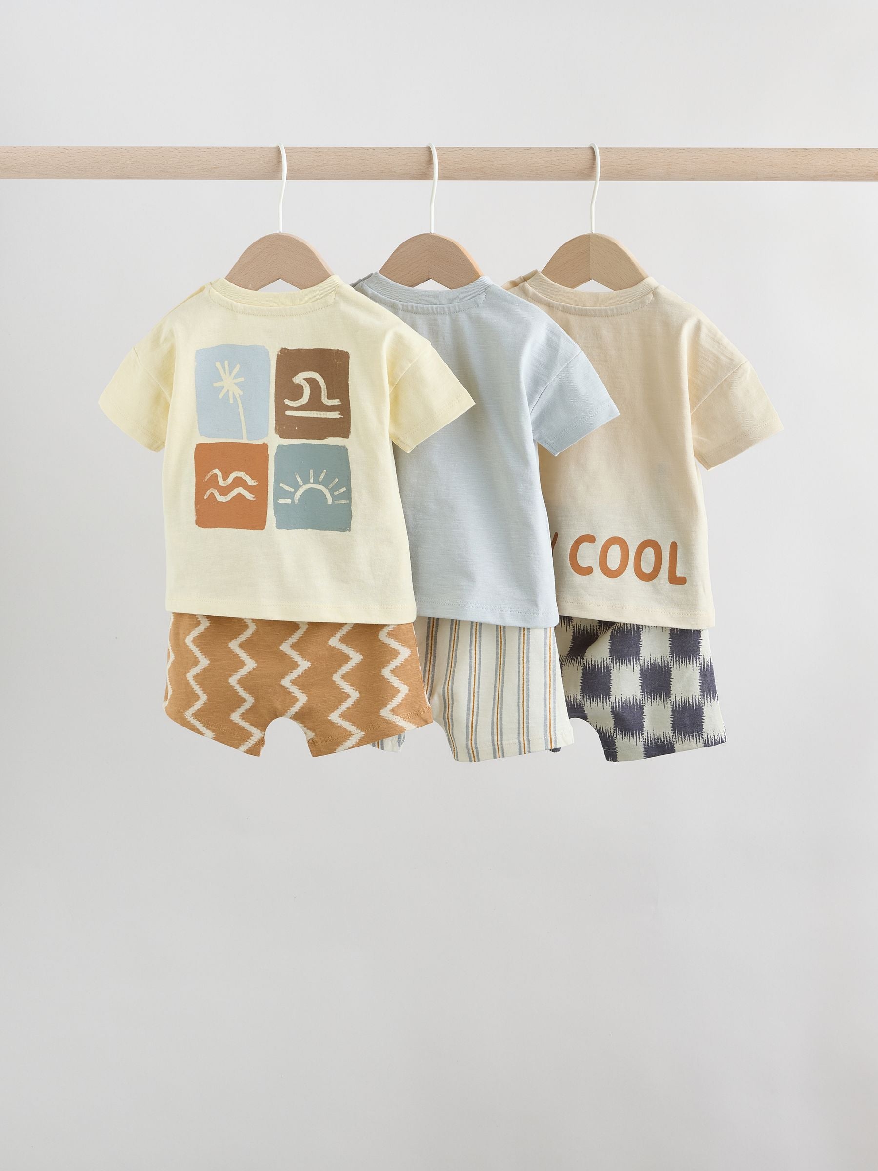 Dsiney Kidz - Grey/Blue Wave Print Tops and Shorts Baby Set 6 Piece (0mths-2yrs) image 2