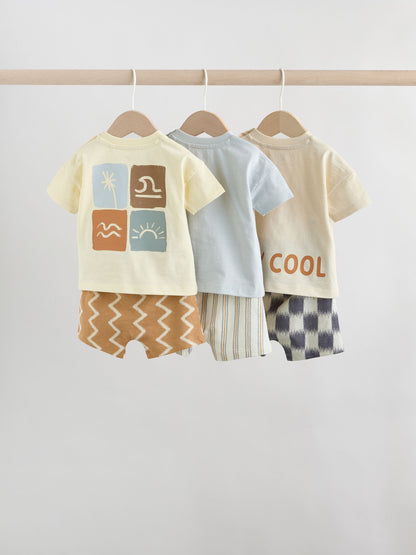 Dsiney Kidz - Grey/Blue Wave Print Tops and Shorts Baby Set 6 Piece (0mths-2yrs) image 2