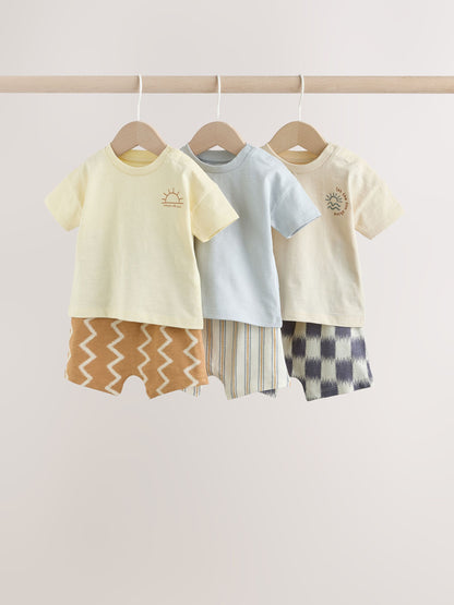 Dsiney Kidz - Grey/Blue Wave Print Tops and Shorts Baby Set 6 Piece (0mths-2yrs) image 1